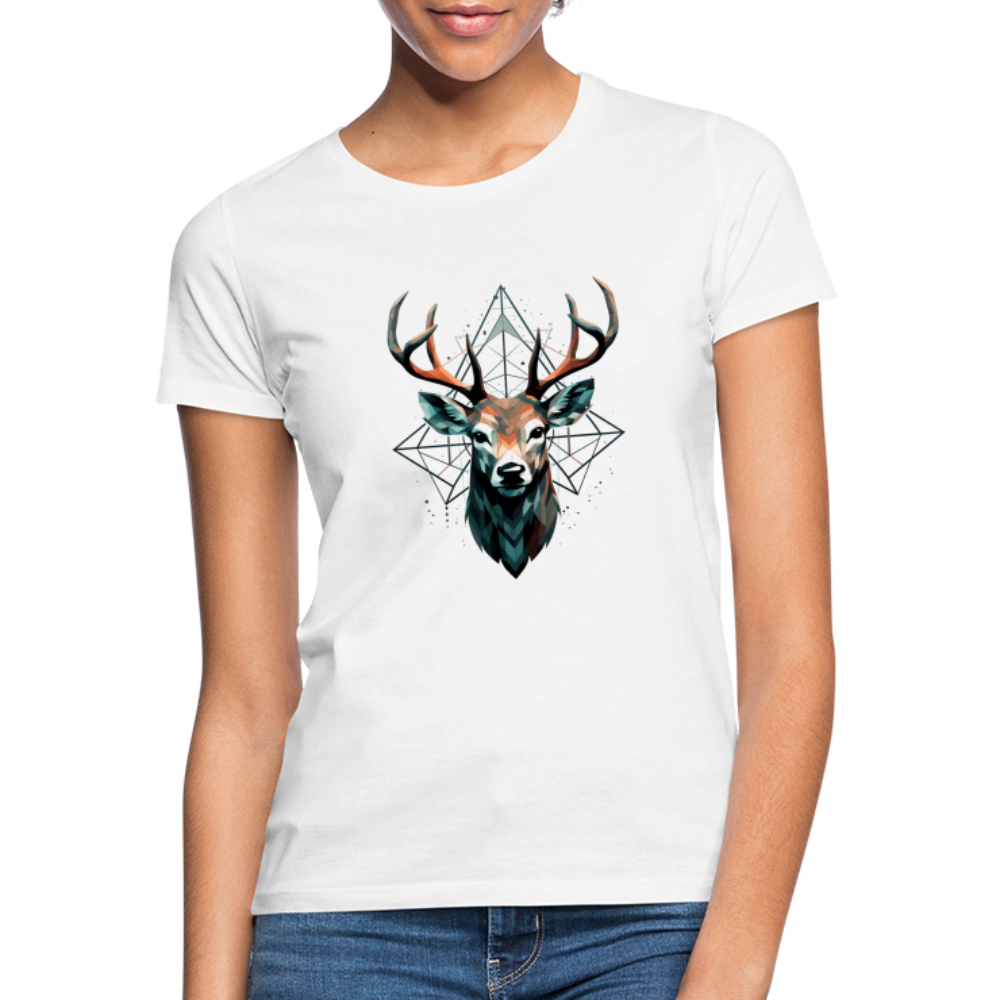 Geometrischer Hirsch mit geometrischen Mustern - Frauen T-Shirt - Weiß