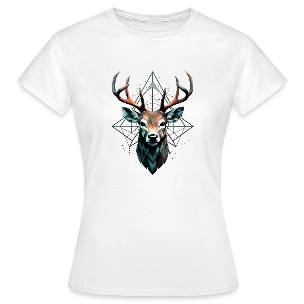 Geometrischer Hirsch mit geometrischen Mustern - Frauen T-Shirt - Weiß