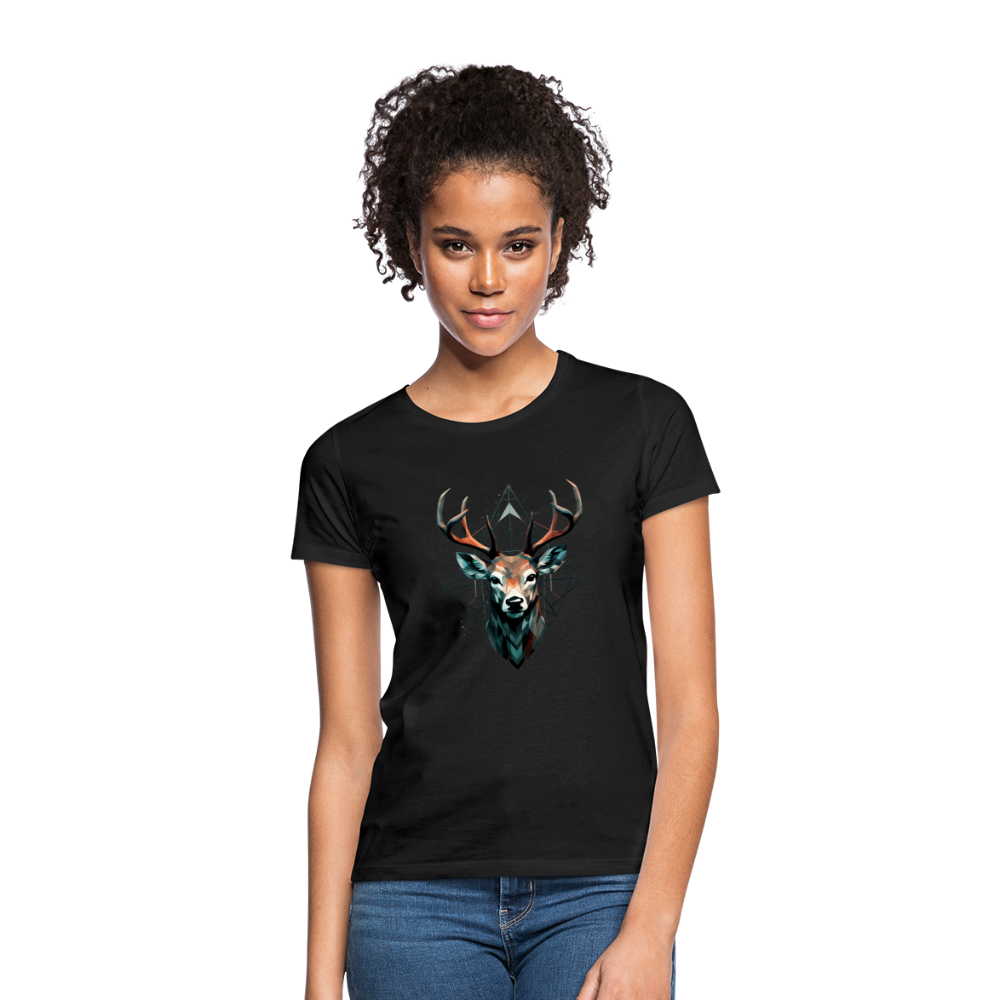 Geometrischer Hirsch mit geometrischen Mustern - Frauen T-Shirt - Schwarz