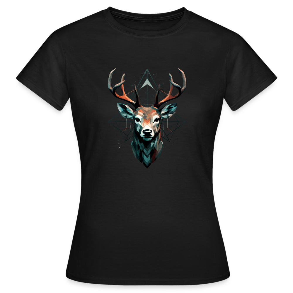 Geometrischer Hirsch mit geometrischen Mustern - Frauen T-Shirt - Schwarz