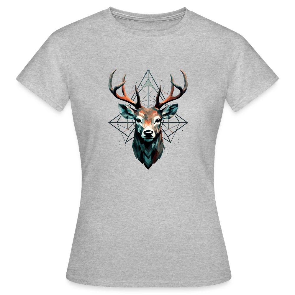 Geometrischer Hirsch mit geometrischen Mustern - Frauen T-Shirt - Grau meliert