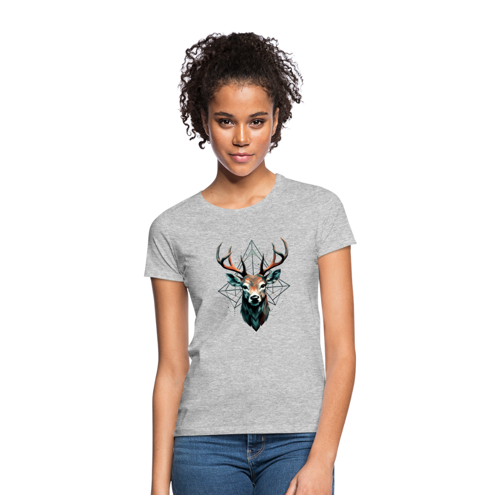Geometrischer Hirsch mit geometrischen Mustern - Frauen T-Shirt - Grau meliert