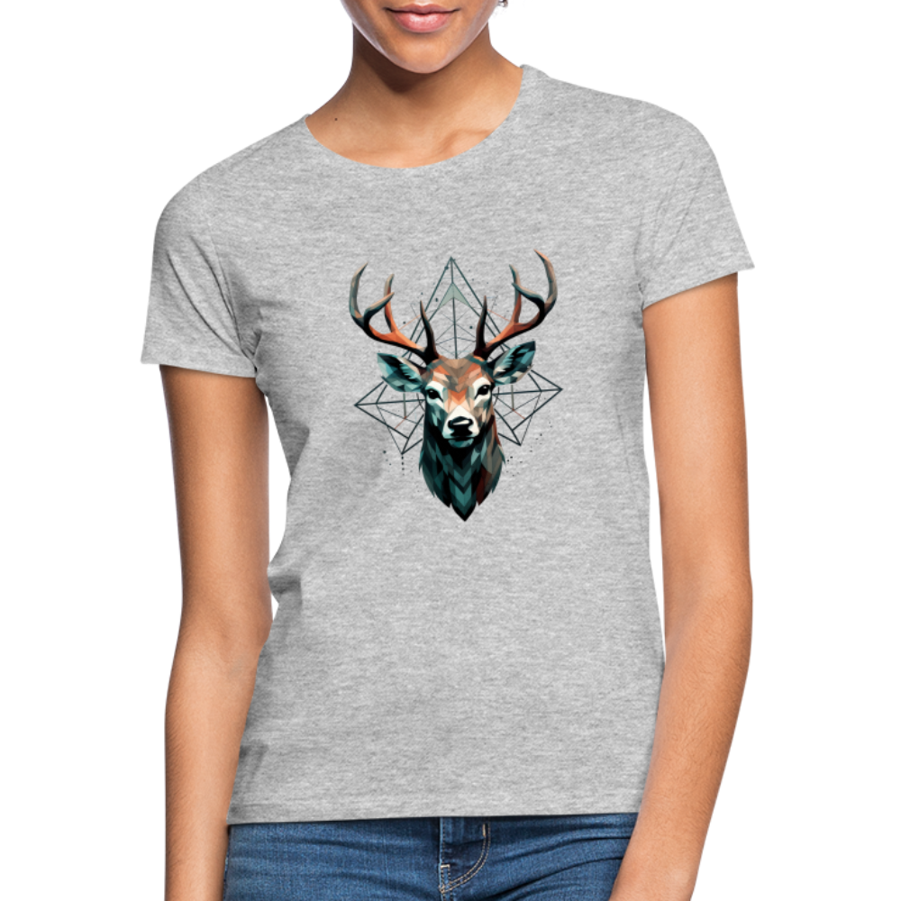 Geometrischer Hirsch mit geometrischen Mustern - Frauen T-Shirt - Grau meliert