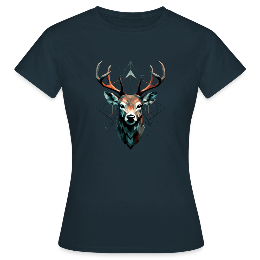Geometrischer Hirsch mit geometrischen Mustern - Frauen T-Shirt - Navy