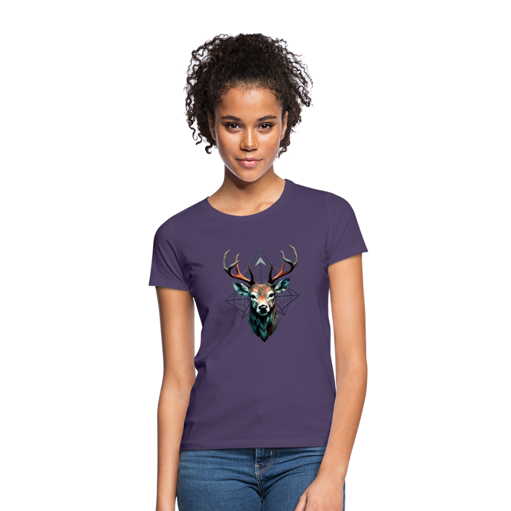 Geometrischer Hirsch mit geometrischen Mustern - Frauen T-Shirt - Dunkellila