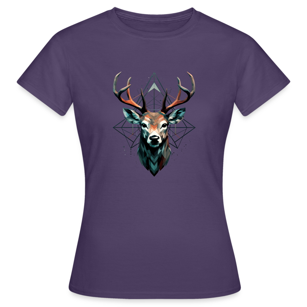 Geometrischer Hirsch mit geometrischen Mustern - Frauen T-Shirt - Dunkellila