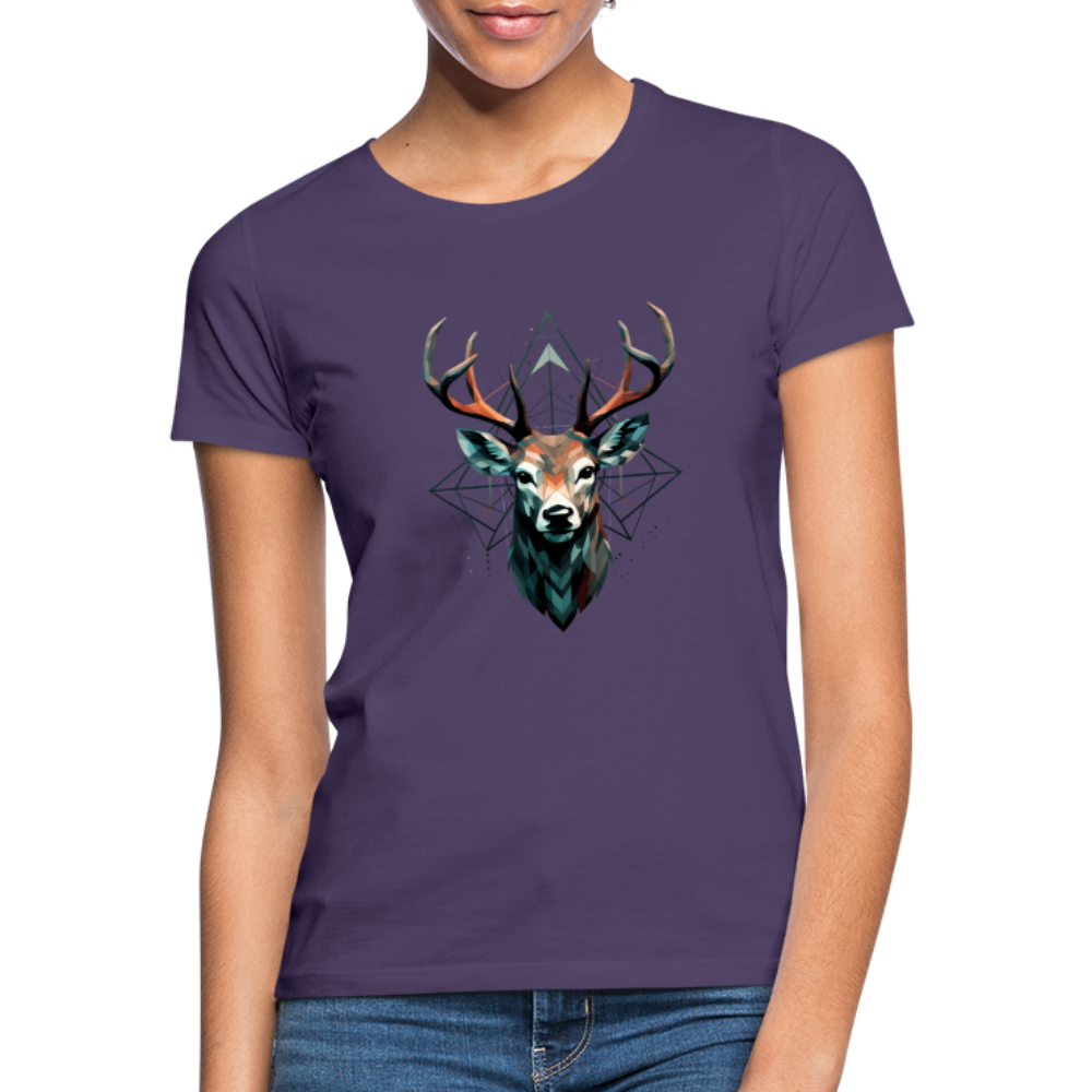 Geometrischer Hirsch mit geometrischen Mustern - Frauen T-Shirt - Dunkellila