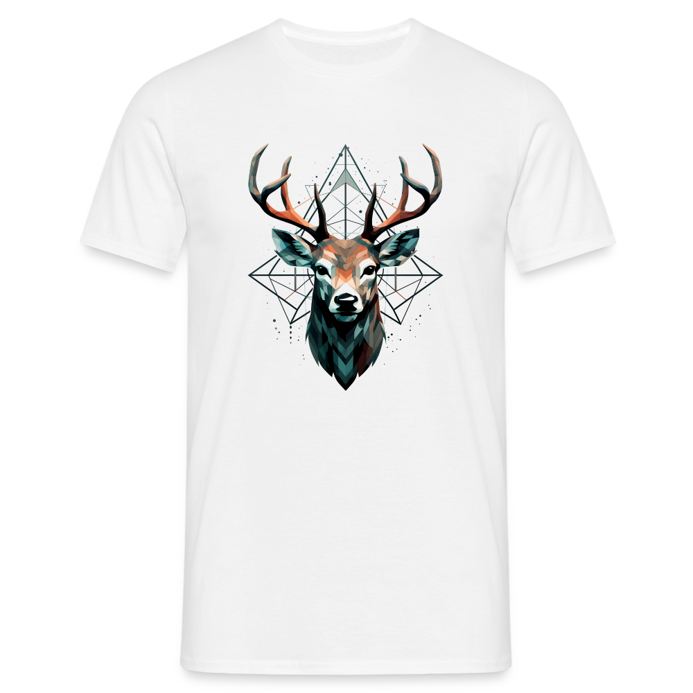 Geometrischer Hirsch mit geometrischen Mustern - Männer T-Shirt - Weiß