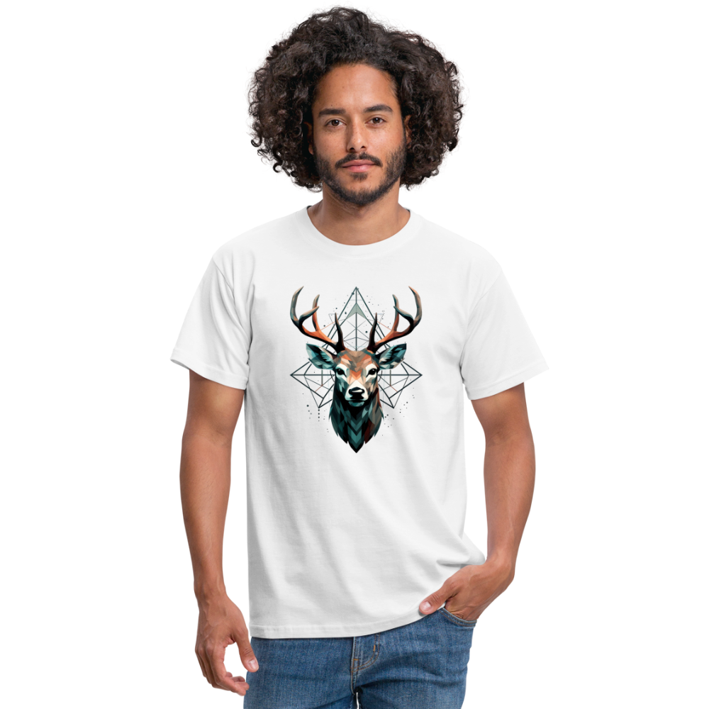 Geometrischer Hirsch mit geometrischen Mustern - Männer T-Shirt - Weiß
