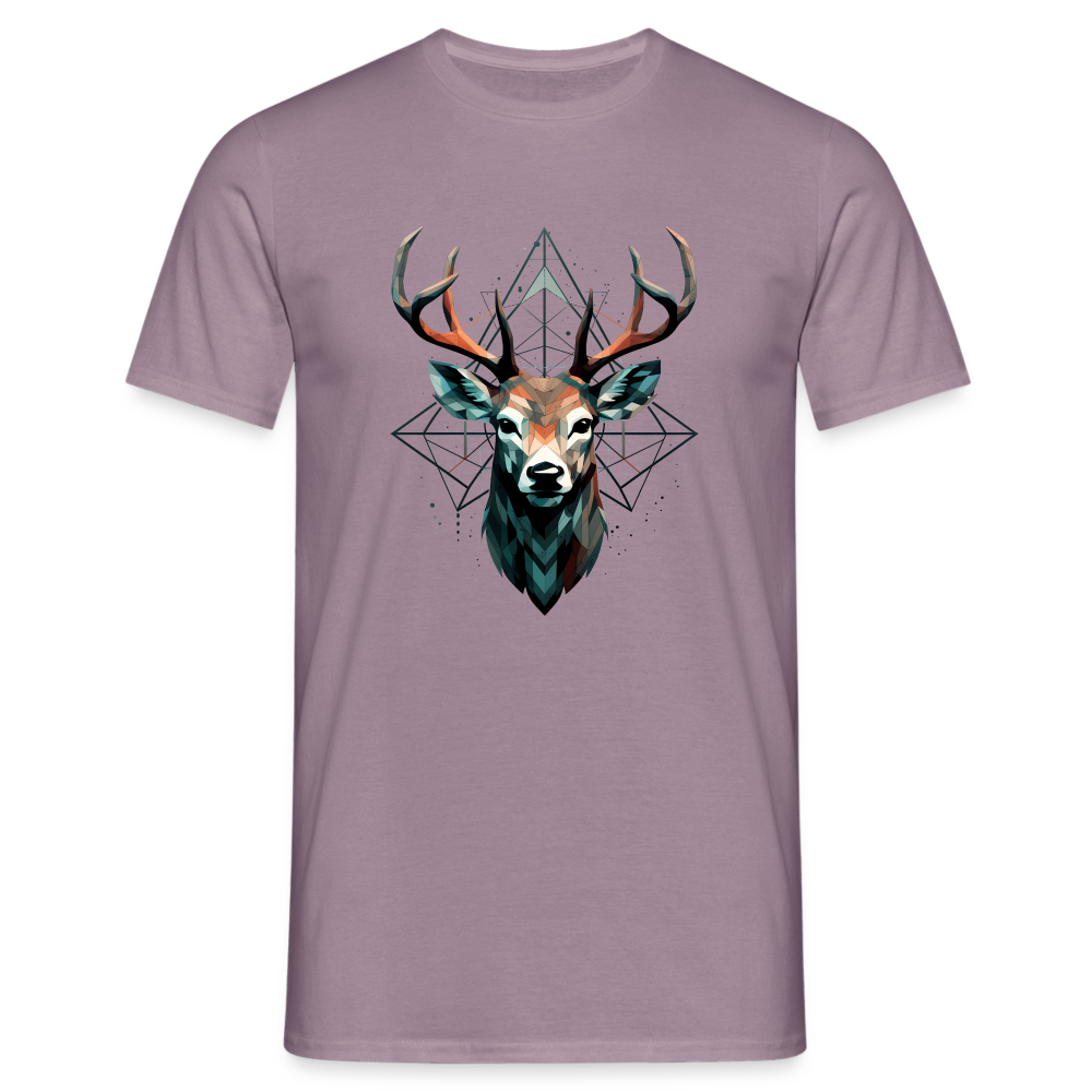 Geometrischer Hirsch mit geometrischen Mustern - Männer T-Shirt - Lilagrau