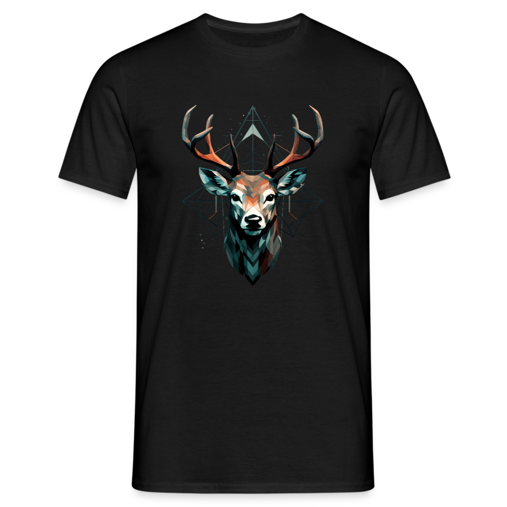 Geometrischer Hirsch mit geometrischen Mustern - Männer T-Shirt - Schwarz