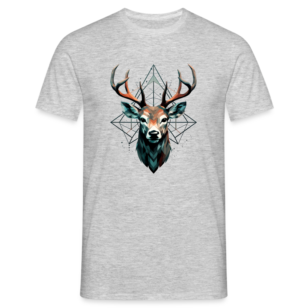 Geometrischer Hirsch mit geometrischen Mustern - Männer T-Shirt - Grau meliert