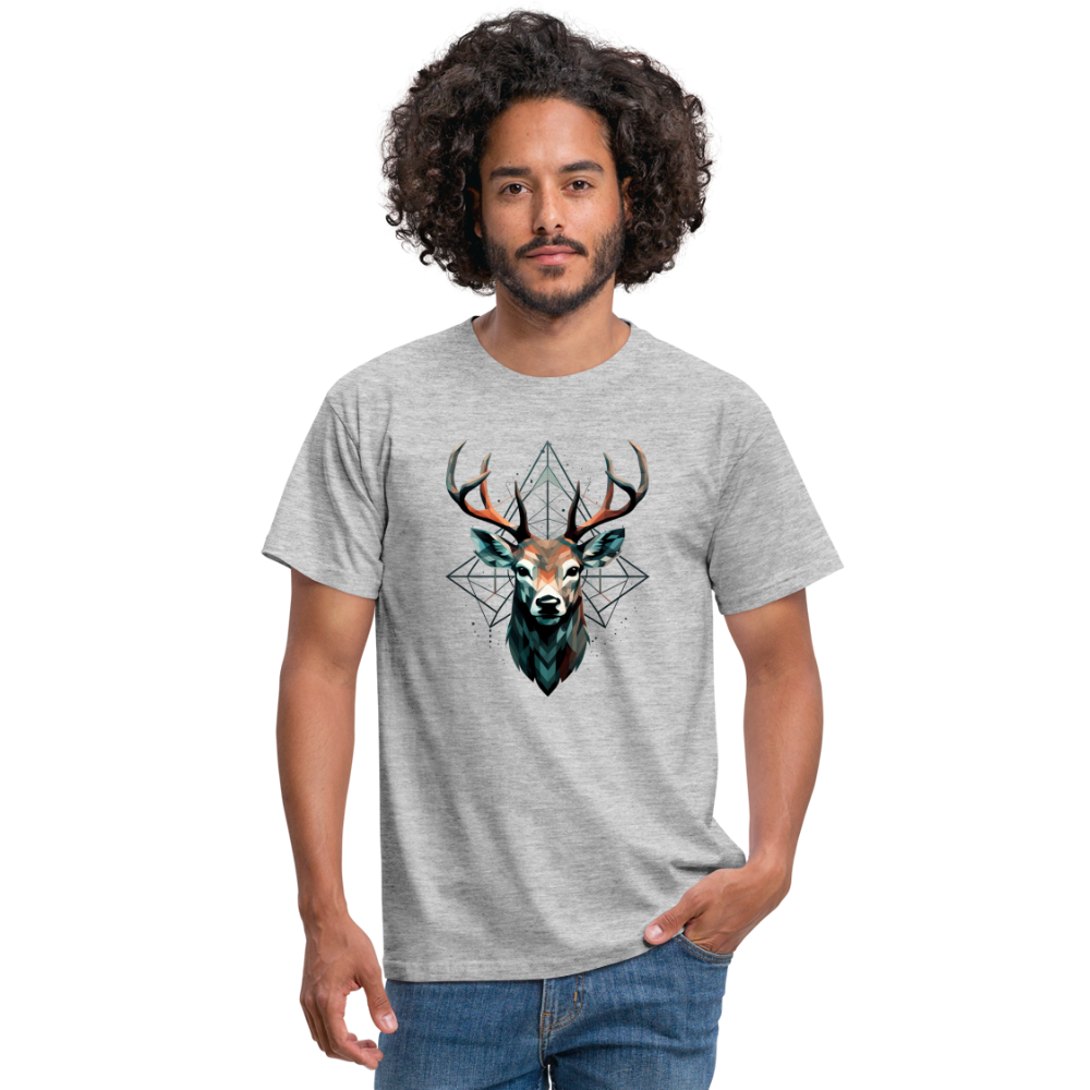 Geometrischer Hirsch mit geometrischen Mustern - Männer T-Shirt - Grau meliert