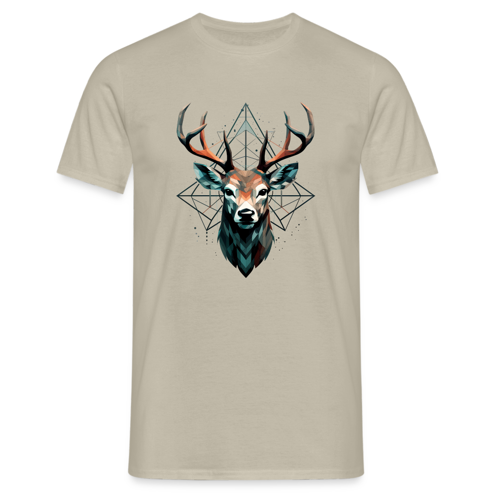Geometrischer Hirsch mit geometrischen Mustern - Männer T-Shirt - Sandbeige