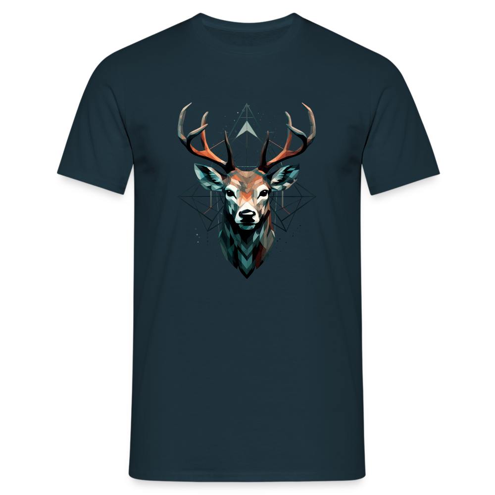 Geometrischer Hirsch mit geometrischen Mustern - Männer T-Shirt - Navy