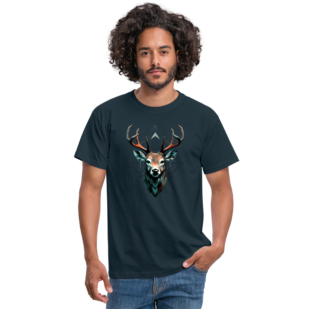 Geometrischer Hirsch mit geometrischen Mustern - Männer T-Shirt - Navy