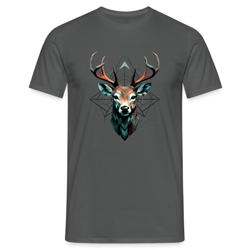 Geometrischer Hirsch mit geometrischen Mustern - Männer T-Shirt - Anthrazit