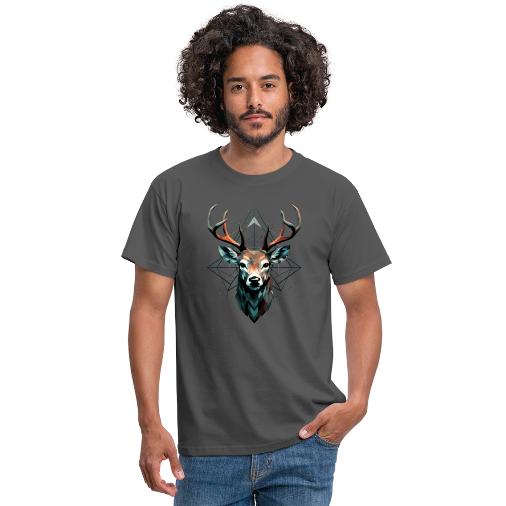 Geometrischer Hirsch mit geometrischen Mustern - Männer T-Shirt - Anthrazit