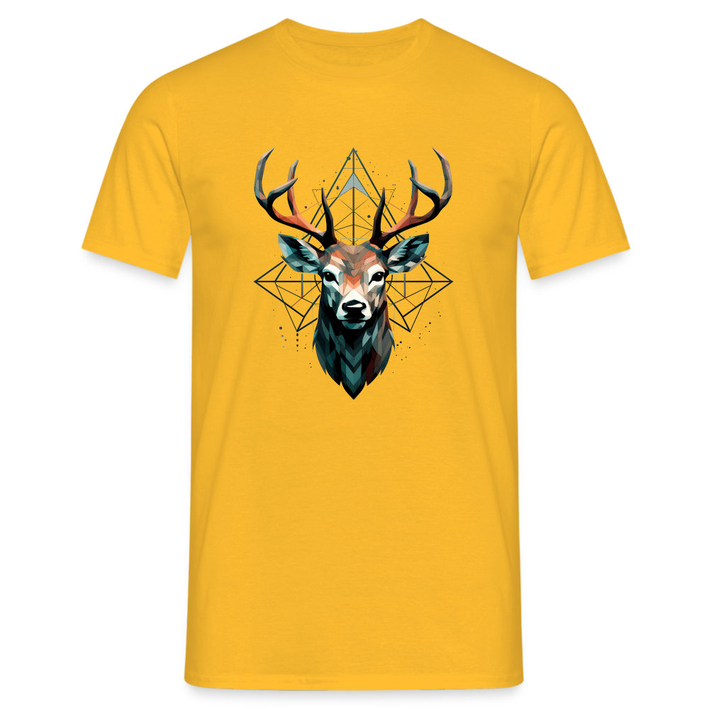 Geometrischer Hirsch mit geometrischen Mustern - Männer T-Shirt - Gelb