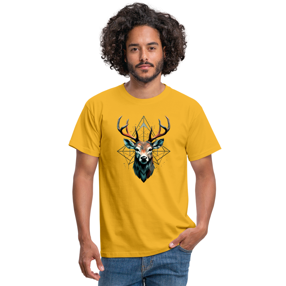 Geometrischer Hirsch mit geometrischen Mustern - Männer T-Shirt - Gelb