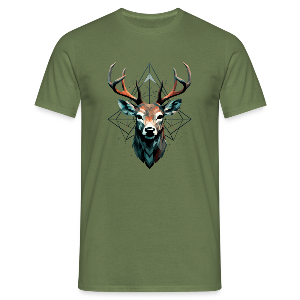 Geometrischer Hirsch mit geometrischen Mustern - Männer T-Shirt - Militärgrün