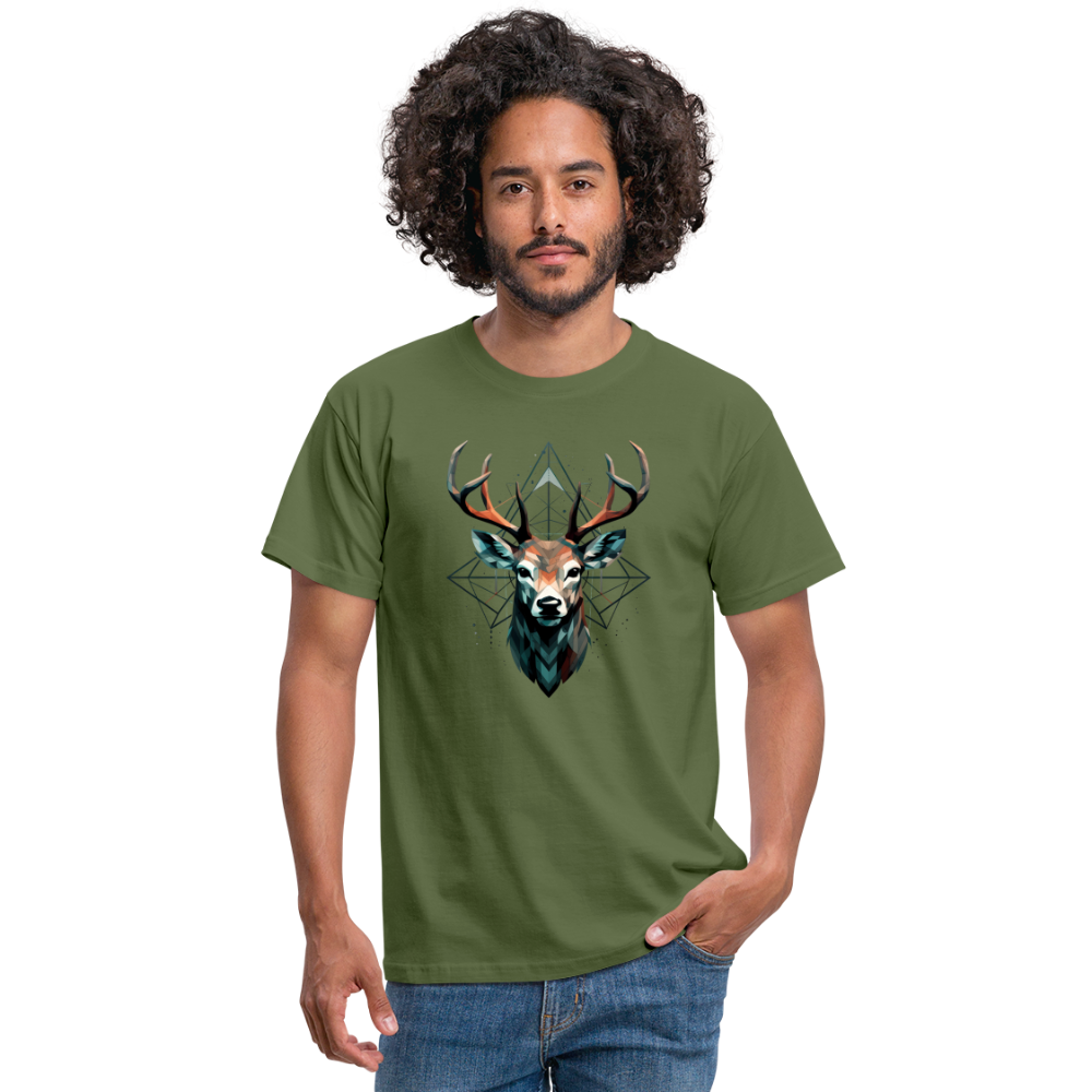 Geometrischer Hirsch mit geometrischen Mustern - Männer T-Shirt - Militärgrün