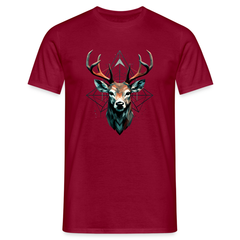Geometrischer Hirsch mit geometrischen Mustern - Männer T-Shirt - Ziegelrot