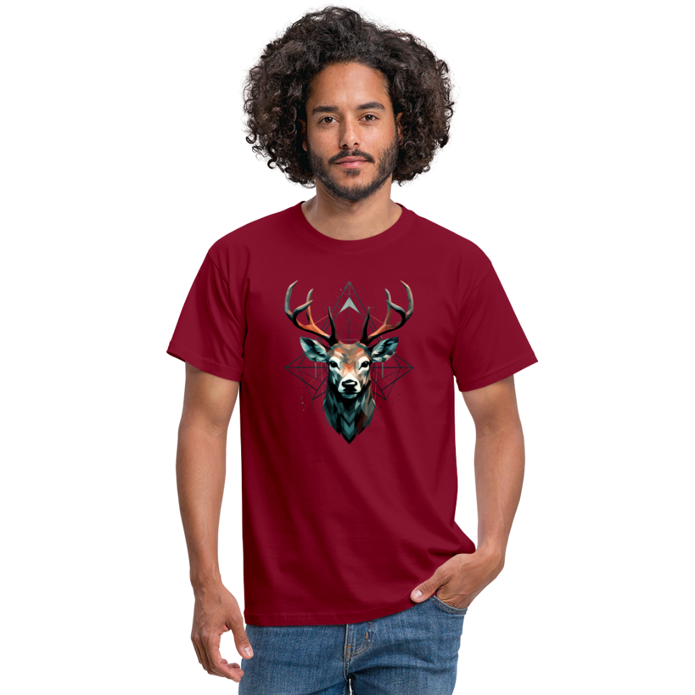 Geometrischer Hirsch mit geometrischen Mustern - Männer T-Shirt - Ziegelrot