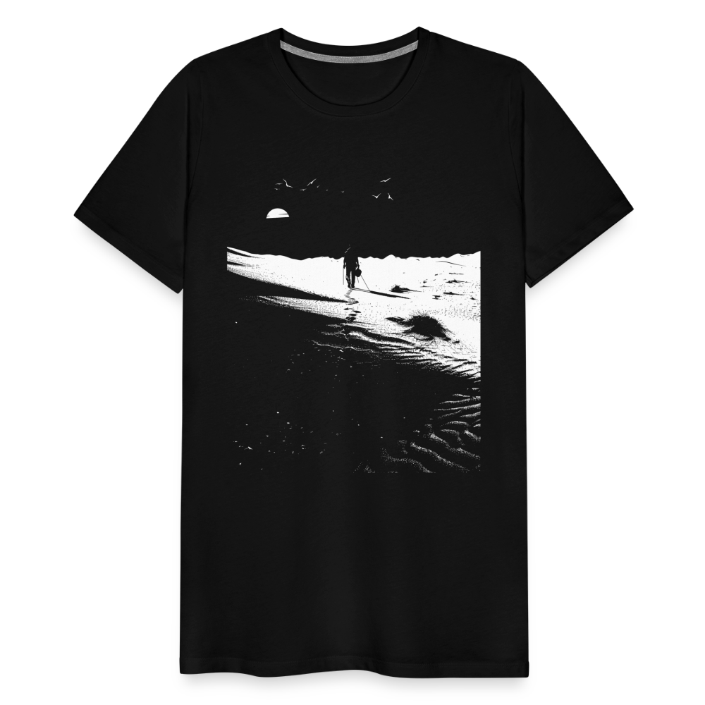 Weg durch die Wüste mit Fußspuren - Monochrom Art - Männer Premium T-Shirt - Schwarz