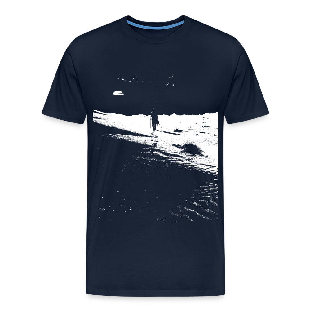 Weg durch die Wüste mit Fußspuren - Monochrom Art - Männer Premium T-Shirt - Navy