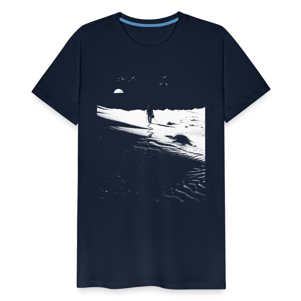 Weg durch die Wüste mit Fußspuren - Monochrom Art - Männer Premium T-Shirt - Navy