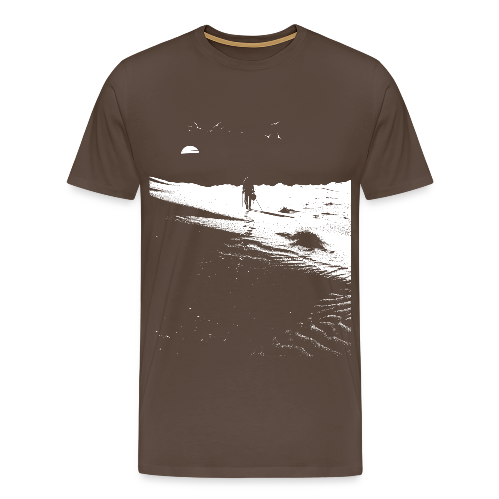 Weg durch die Wüste mit Fußspuren - Monochrom Art - Männer Premium T-Shirt - Edelbraun