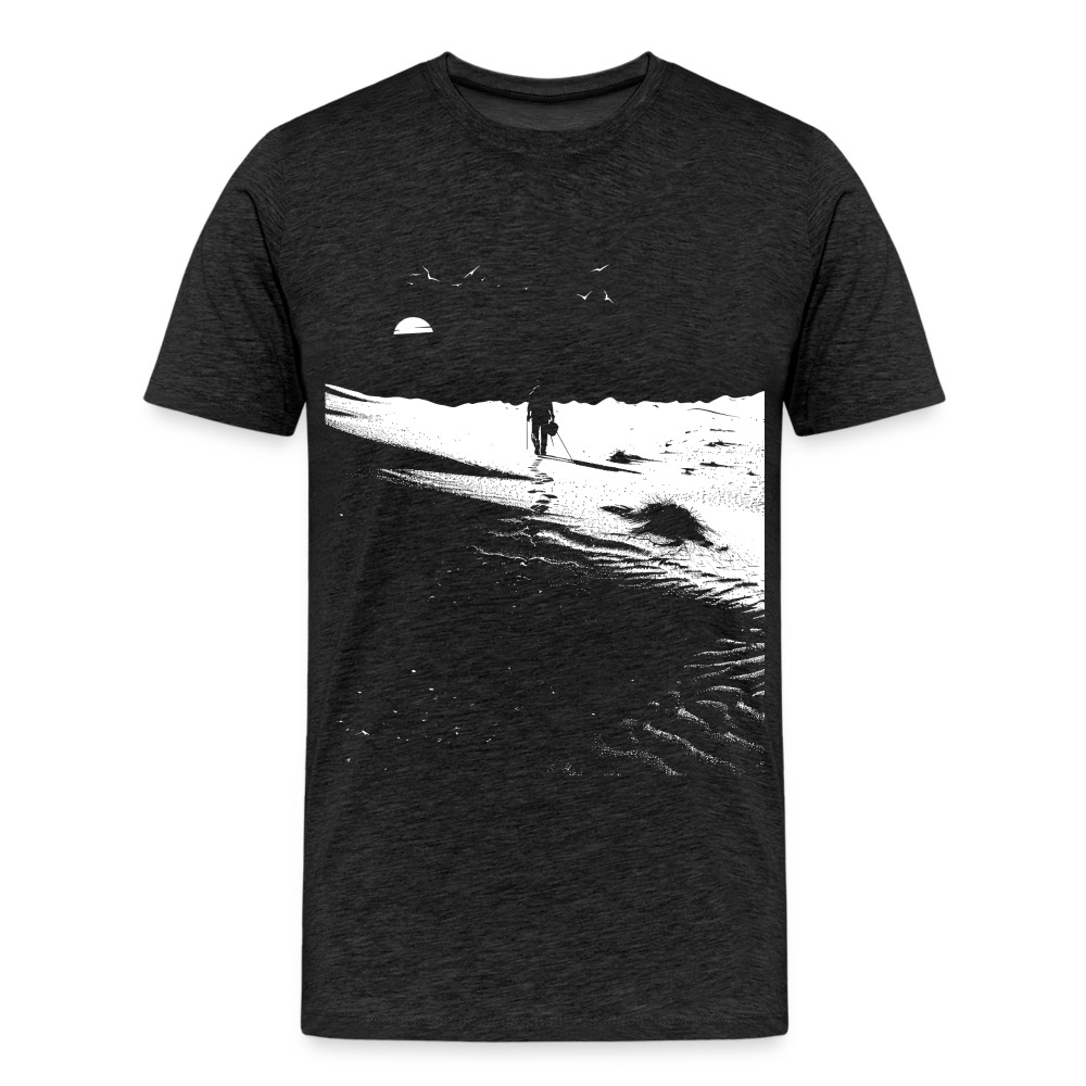 Weg durch die Wüste mit Fußspuren - Monochrom Art - Männer Premium T-Shirt - Anthrazit