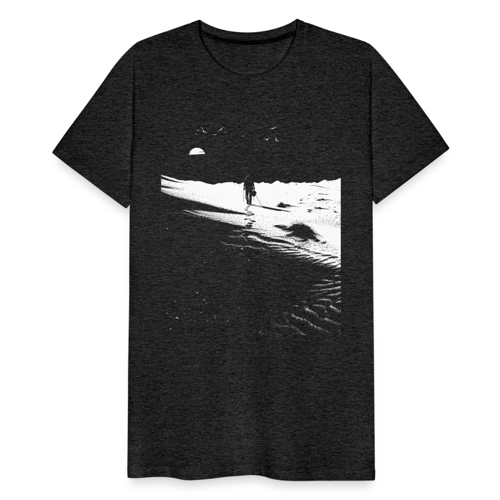 Weg durch die Wüste mit Fußspuren - Monochrom Art - Männer Premium T-Shirt - Anthrazit