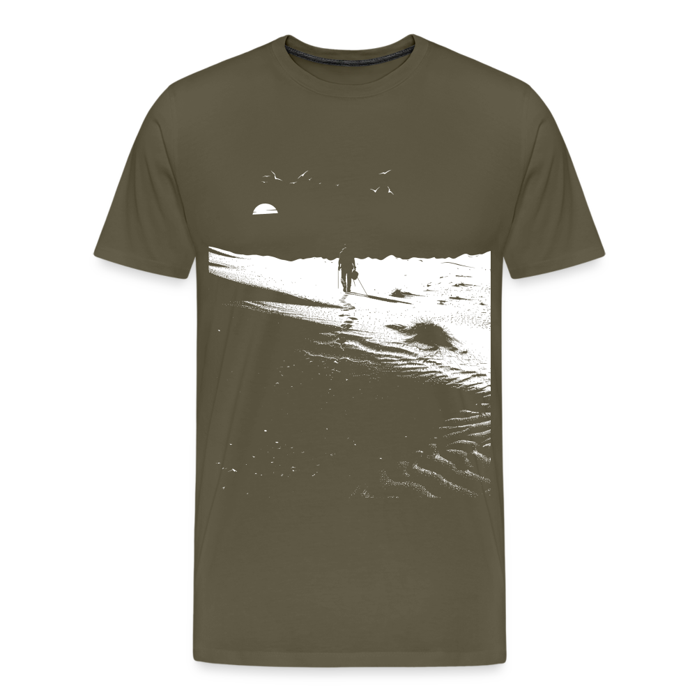 Weg durch die Wüste mit Fußspuren - Monochrom Art - Männer Premium T-Shirt - Khaki
