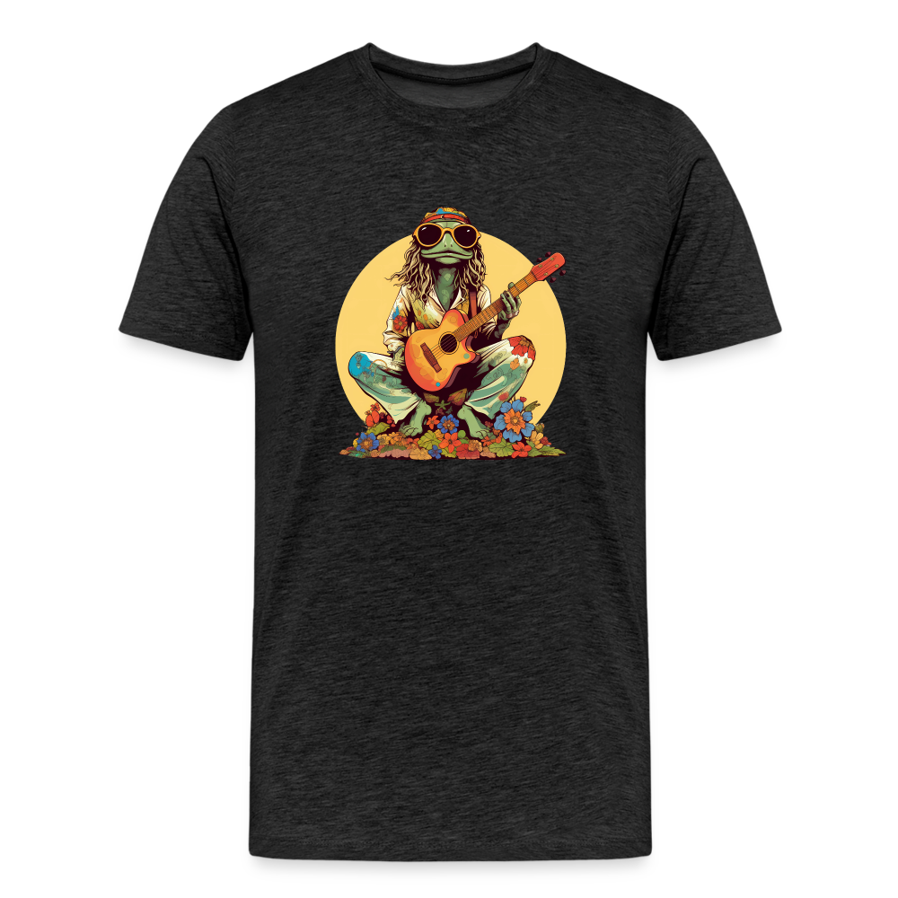 Cooler Hippie Frosch mit Gitarre und Blumen Retro - Männer Premium T-Shirt - Anthrazit
