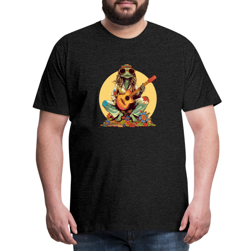 Cooler Hippie Frosch mit Gitarre und Blumen Retro - Männer Premium T-Shirt - Anthrazit