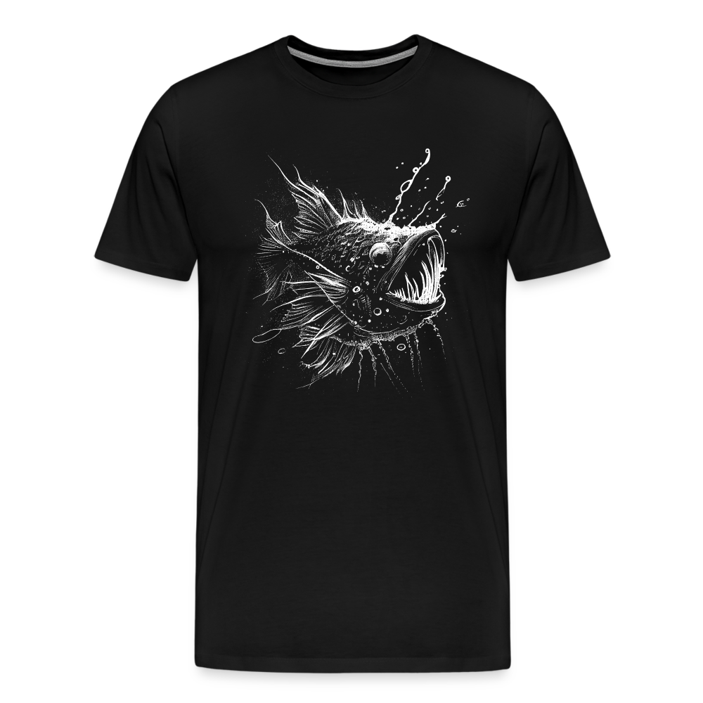 Anglerfisch, Tiefseefisch - Monochrom - Männer Premium T-Shirt - Schwarz