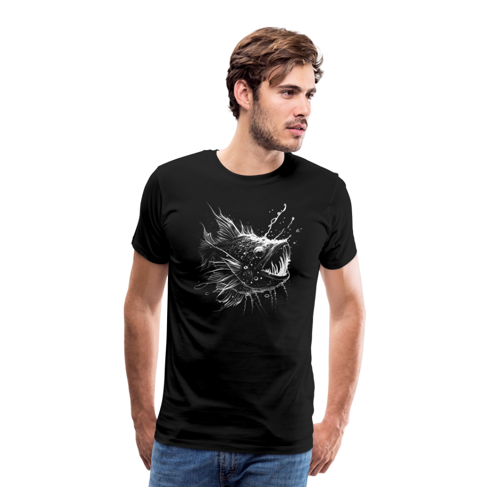 Anglerfisch, Tiefseefisch - Monochrom - Männer Premium T-Shirt - Schwarz