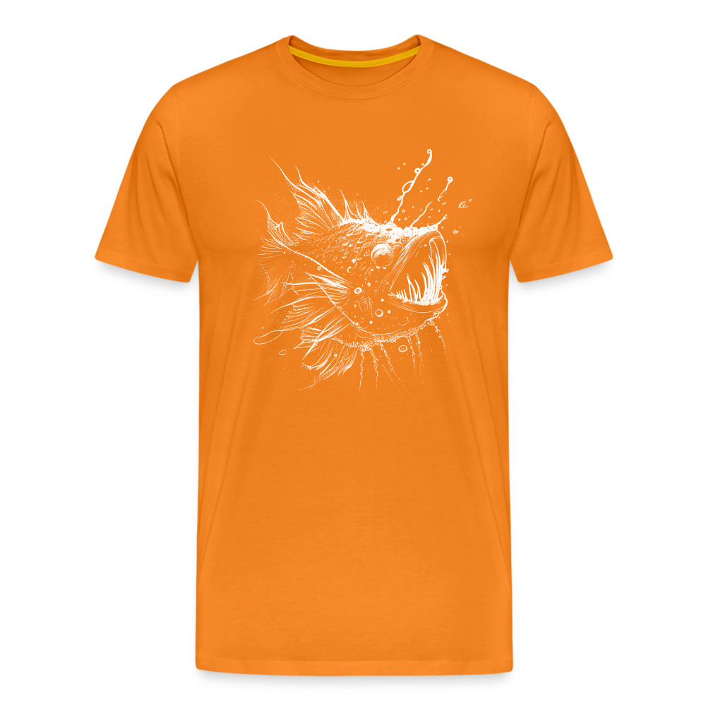 Anglerfisch, Tiefseefisch - Monochrom - Männer Premium T-Shirt - Orange