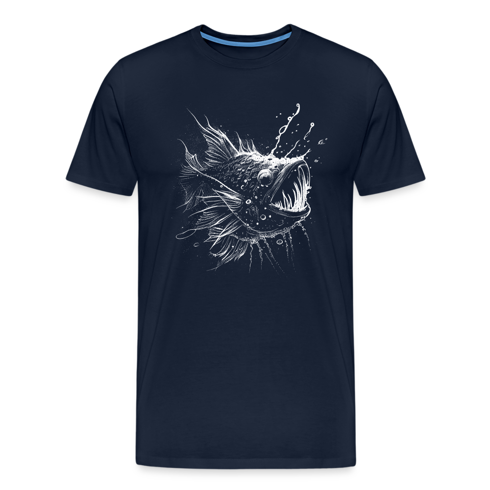 Anglerfisch, Tiefseefisch - Monochrom - Männer Premium T-Shirt - Navy