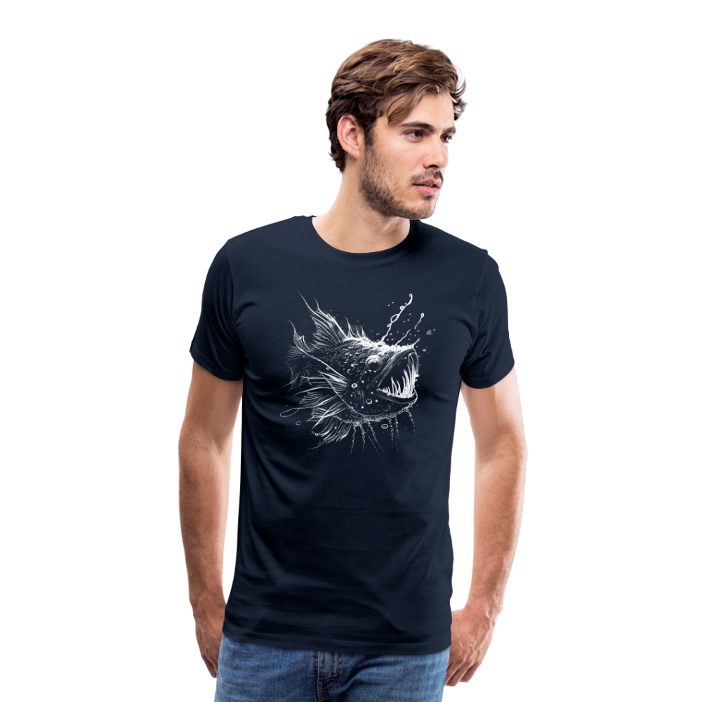 Anglerfisch, Tiefseefisch - Monochrom - Männer Premium T-Shirt - Navy