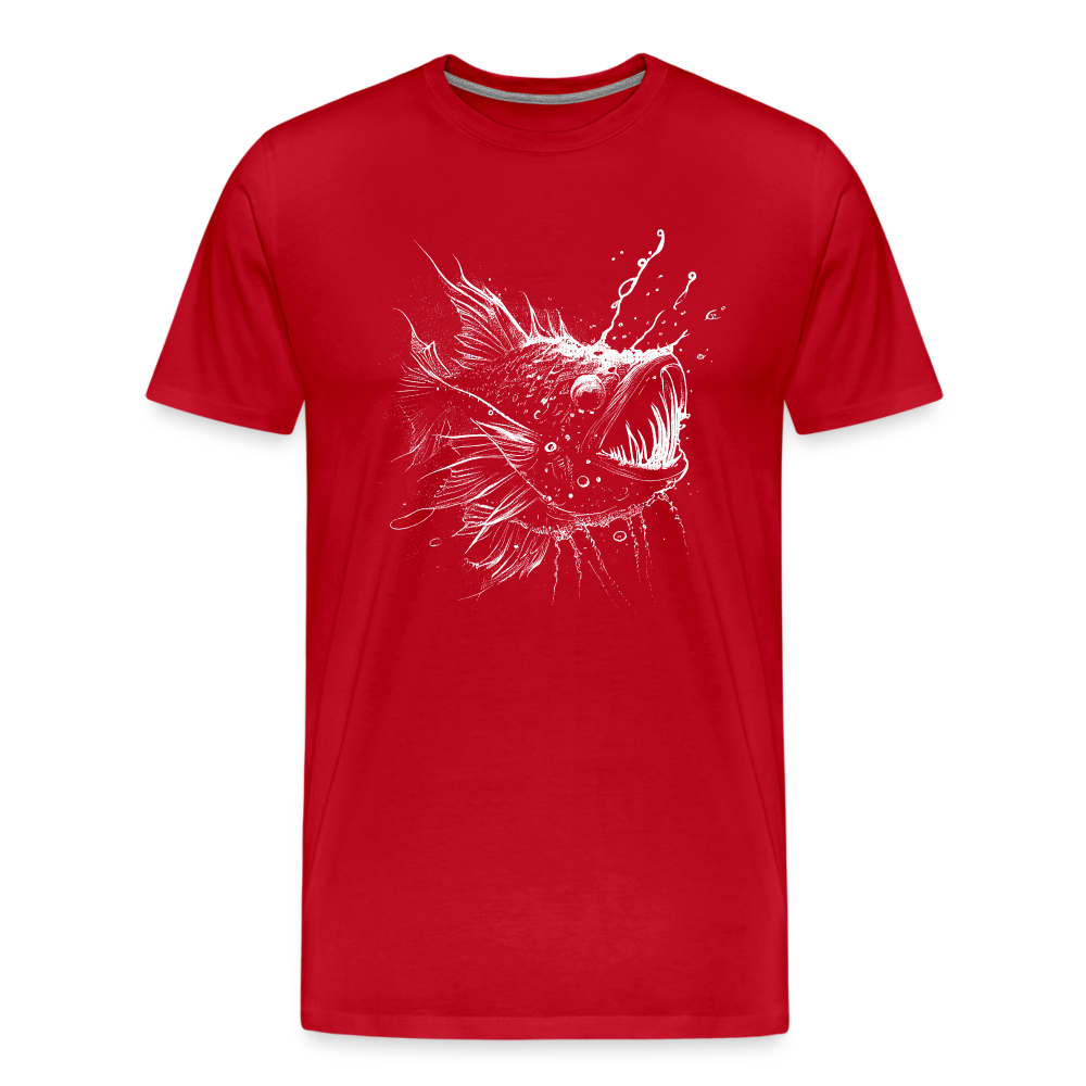 Anglerfisch, Tiefseefisch - Monochrom - Männer Premium T-Shirt - Rot