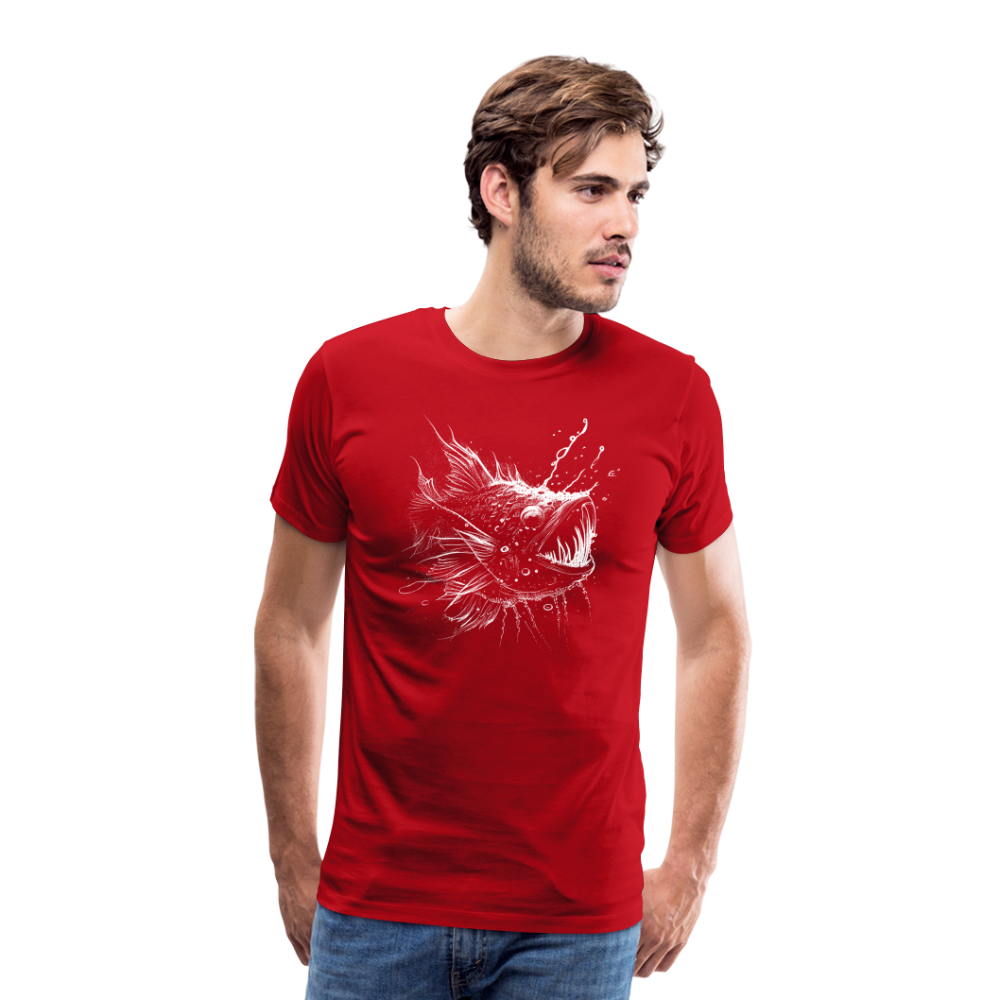 Anglerfisch, Tiefseefisch - Monochrom - Männer Premium T-Shirt - Rot