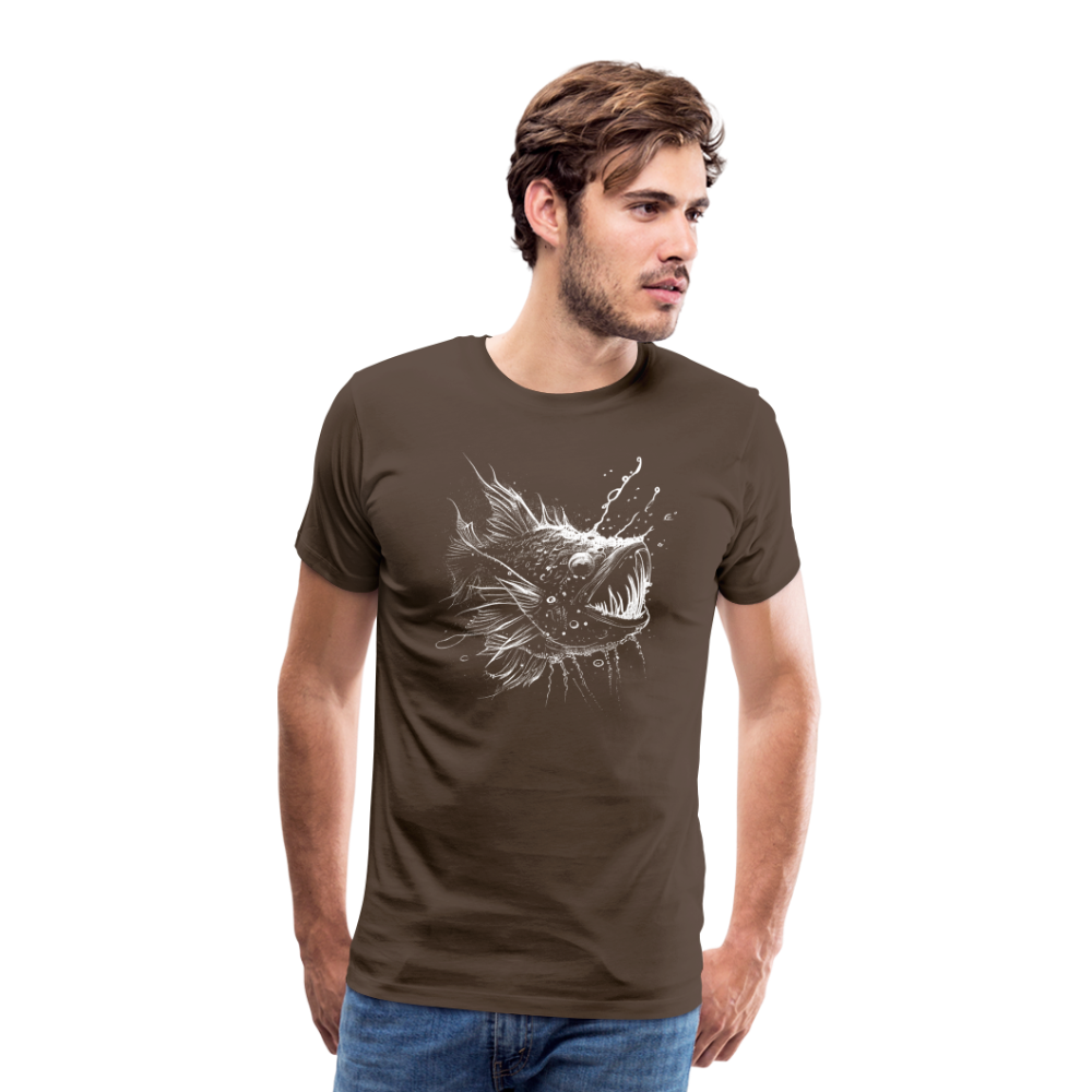 Anglerfisch, Tiefseefisch - Monochrom - Männer Premium T-Shirt - Edelbraun