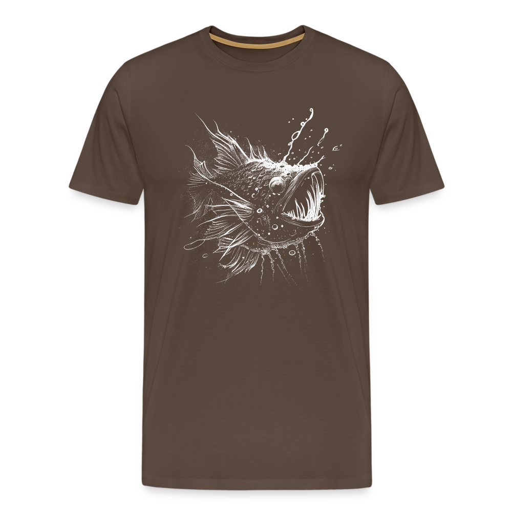 Anglerfisch, Tiefseefisch - Monochrom - Männer Premium T-Shirt - Edelbraun