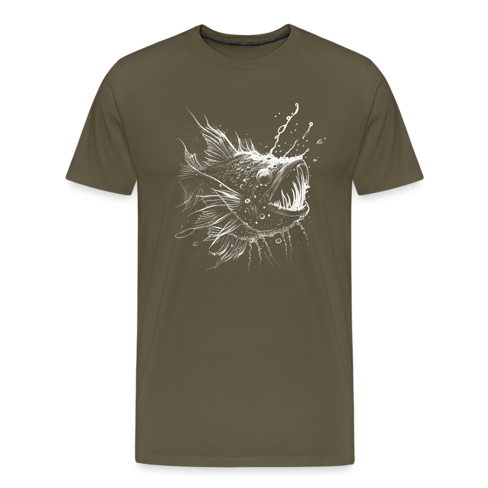 Anglerfisch, Tiefseefisch - Monochrom - Männer Premium T-Shirt - Khaki