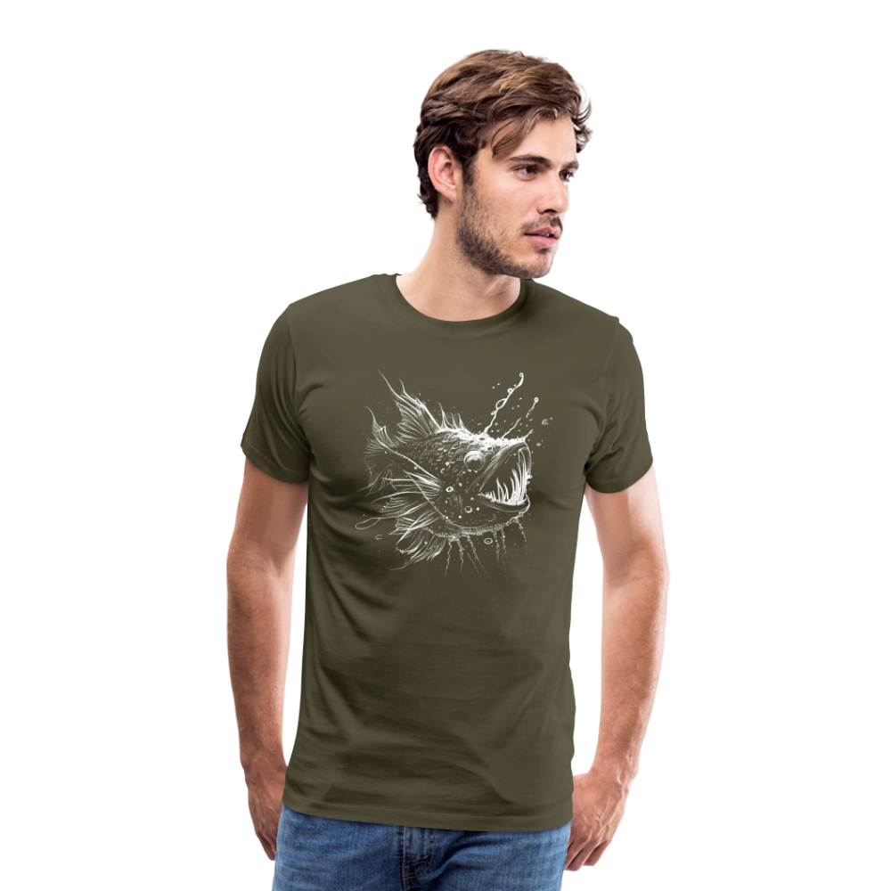 Anglerfisch, Tiefseefisch - Monochrom - Männer Premium T-Shirt - Khaki