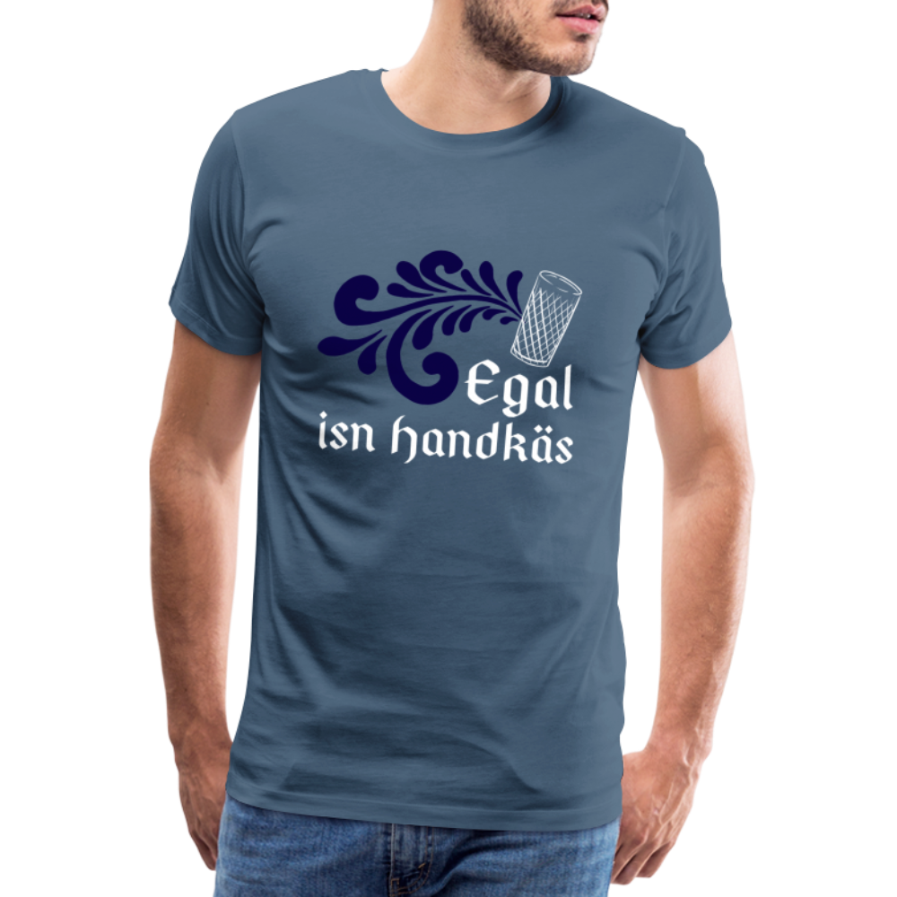 Egal isn Handkäs - Hessisch Mundart - Männer Premium T-Shirt - Blaugrau