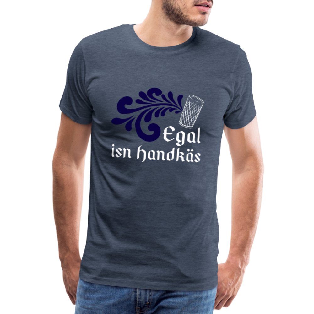 Egal isn Handkäs - Hessisch Mundart - Männer Premium T-Shirt - Blau meliert